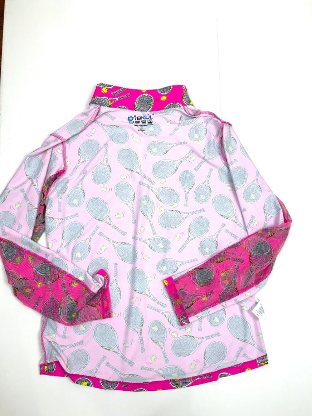 New Women's IBKUL Long Sleeve 1/4 Zip Tennis Top Venus Hot Pink Sz L - Picture 13 of 16